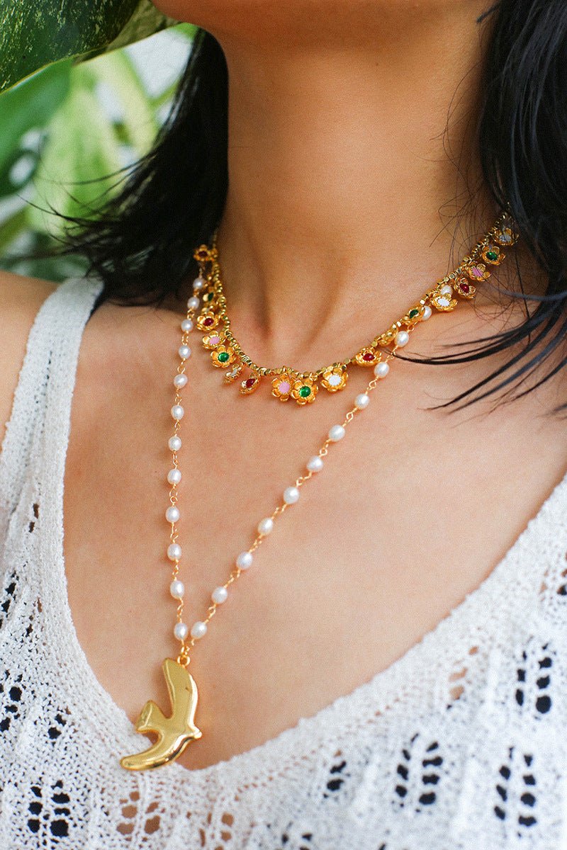 Peace Dove Pendant Pearl Necklace - floysun
