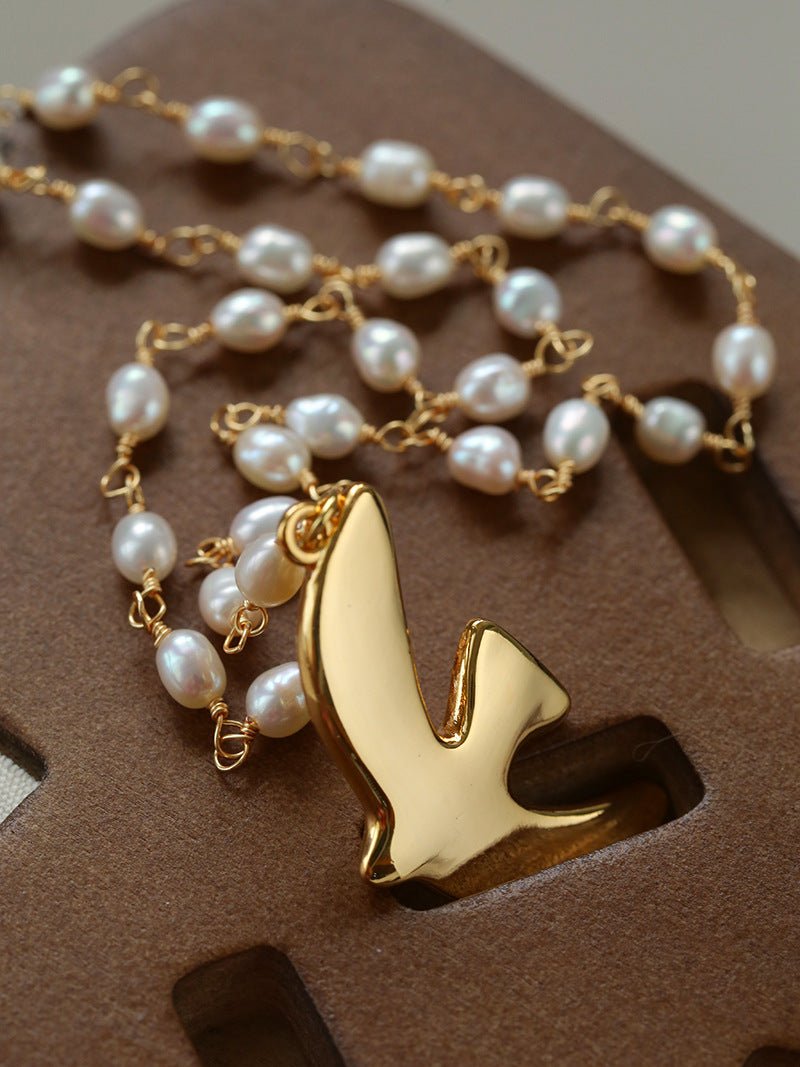 Peace Dove Pendant Pearl Necklace - floysun