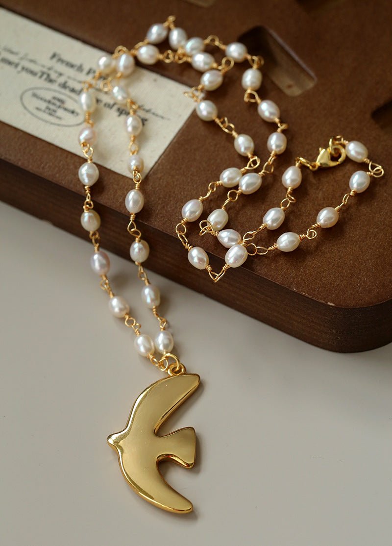 Peace Dove Pendant Pearl Necklace - floysun