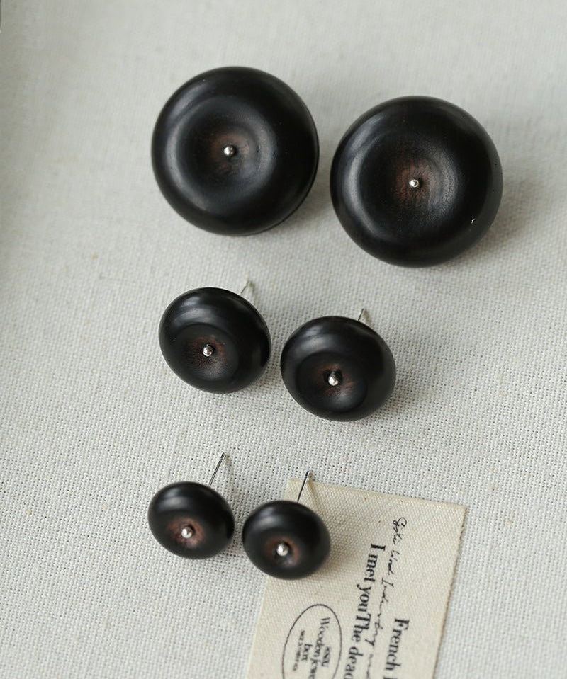 Peace Fruit Ebony Wood Stud Earrings - floysun