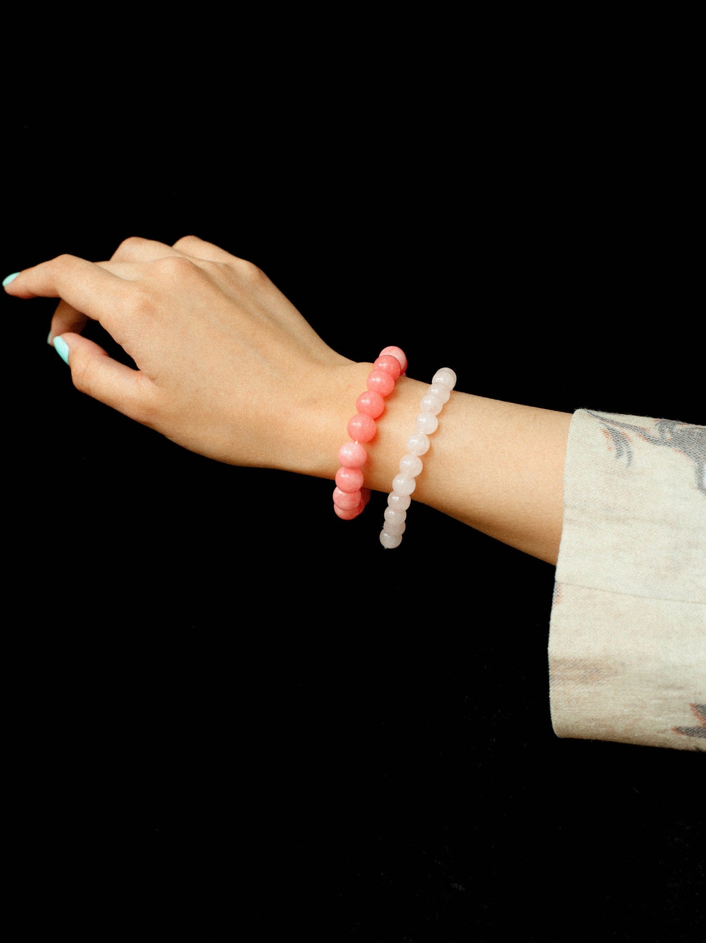 Peach Chalcedony & Rose Quartz Magnetic Convertible Beaded Necklace - floysun