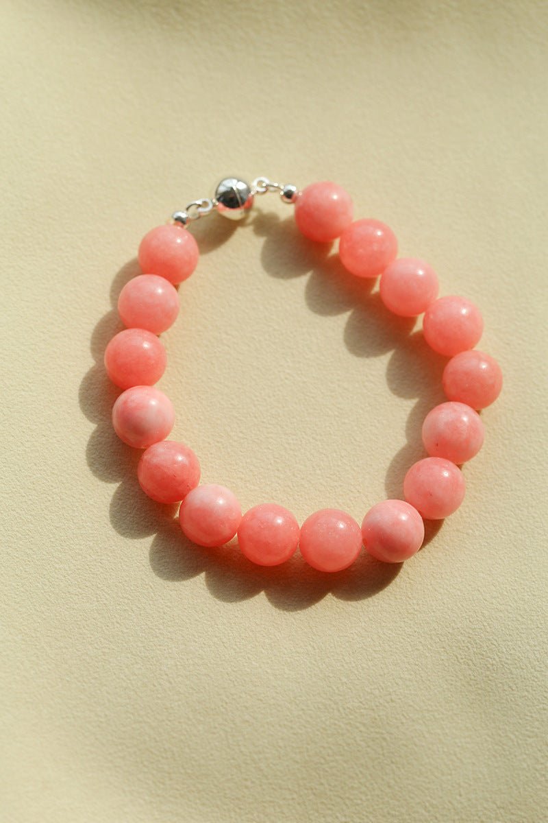 Peach Chalcedony & Rose Quartz Magnetic Convertible Beaded Necklace - floysun