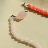 Peach Chalcedony & Rose Quartz Magnetic Convertible Beaded Necklace - floysun
