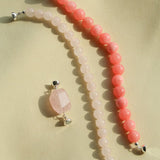 Peach Chalcedony & Rose Quartz Magnetic Convertible Beaded Necklace - floysun