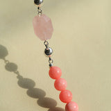 Peach Chalcedony & Rose Quartz Magnetic Convertible Beaded Necklace - floysun