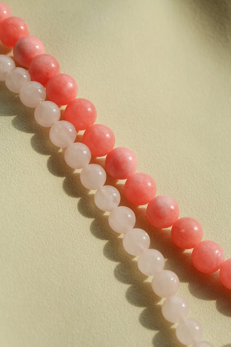 Peach Chalcedony & Rose Quartz Magnetic Convertible Beaded Necklace - floysun