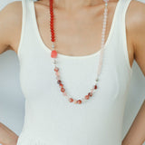 Peach Chalcedony & Rose Quartz Magnetic Convertible Beaded Necklace - floysun