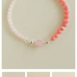 Peach Chalcedony & Rose Quartz Magnetic Convertible Beaded Necklace - floysun