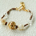 Peanut Woven Bracelet – White Crystal & Shell Beads - floysun