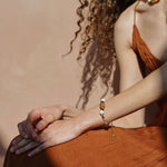 Peanut Woven Bracelet – White Crystal & Shell Beads - floysun