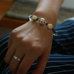 Peanut Woven Bracelet – White Crystal & Shell Beads - floysun