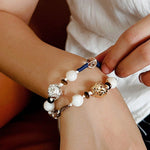 Peanut Woven Bracelet – White Crystal & Shell Beads - floysun