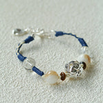 Peanut Woven Bracelet – White Crystal & Shell Beads - floysun