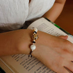 Peanut Woven Bracelet – White Crystal & Shell Beads - floysun