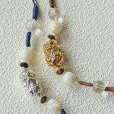 Peanut Woven Necklace – White Crystal & Shell Beads - floysun