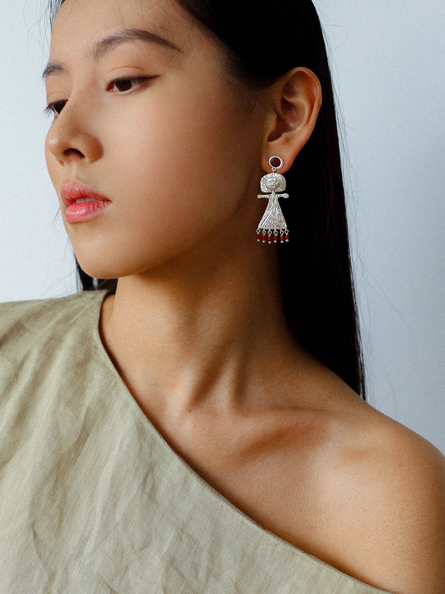 Pepper Sun Sea God Earrings – Matte Red Agate & 925 Silver - floysun
