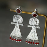 Pepper Sun Sea God Earrings – Matte Red Agate & 925 Silver - floysun