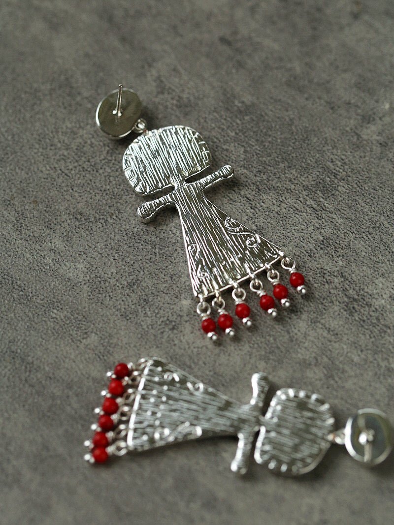 Pepper Sun Sea God Earrings – Matte Red Agate & 925 Silver - floysun