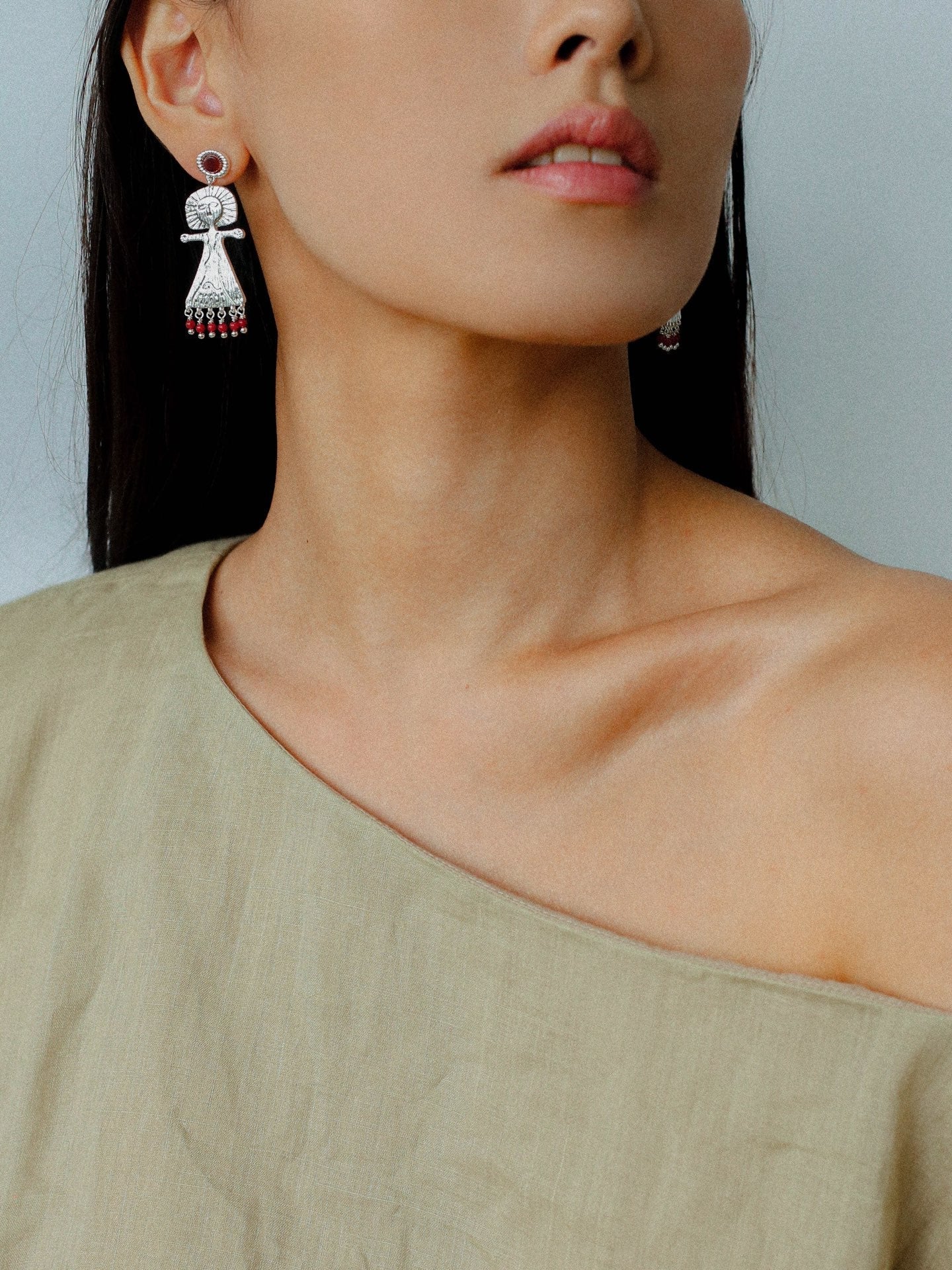 Pepper Sun Sea God Earrings – Matte Red Agate & 925 Silver - floysun
