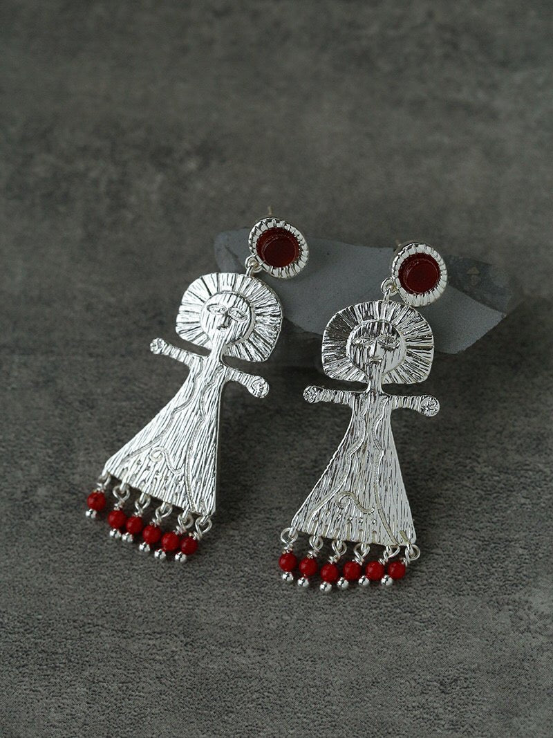 Pepper Sun Sea God Earrings – Matte Red Agate & 925 Silver - floysun