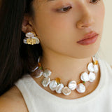 Petal Baroque Pearl Earrings - Three Petal Stud Earrings - floysun