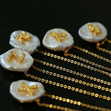 Petal Baroque Pearl Letter Pendants Necklaces - floysun