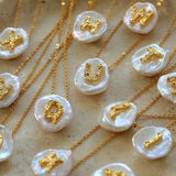 Petal Baroque Pearl Letter Pendants Necklaces - floysun