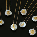 Petal Baroque Pearl Letter Pendants Necklaces - floysun