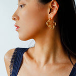 Petal Grove Textured Floral Earrings with CZ Accents - floysun