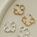 Petal Grove Textured Floral Earrings with CZ Accents - floysun