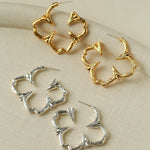 Petal Grove Textured Floral Earrings with CZ Accents - floysun