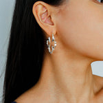Petal Grove Textured Floral Earrings with CZ Accents - floysun