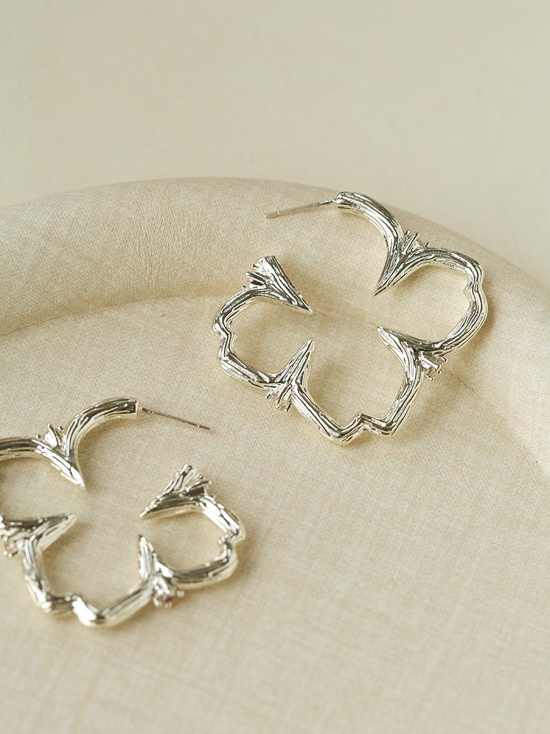 Petal Grove Textured Floral Earrings with CZ Accents - floysun