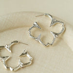 Petal Grove Textured Floral Earrings with CZ Accents - floysun