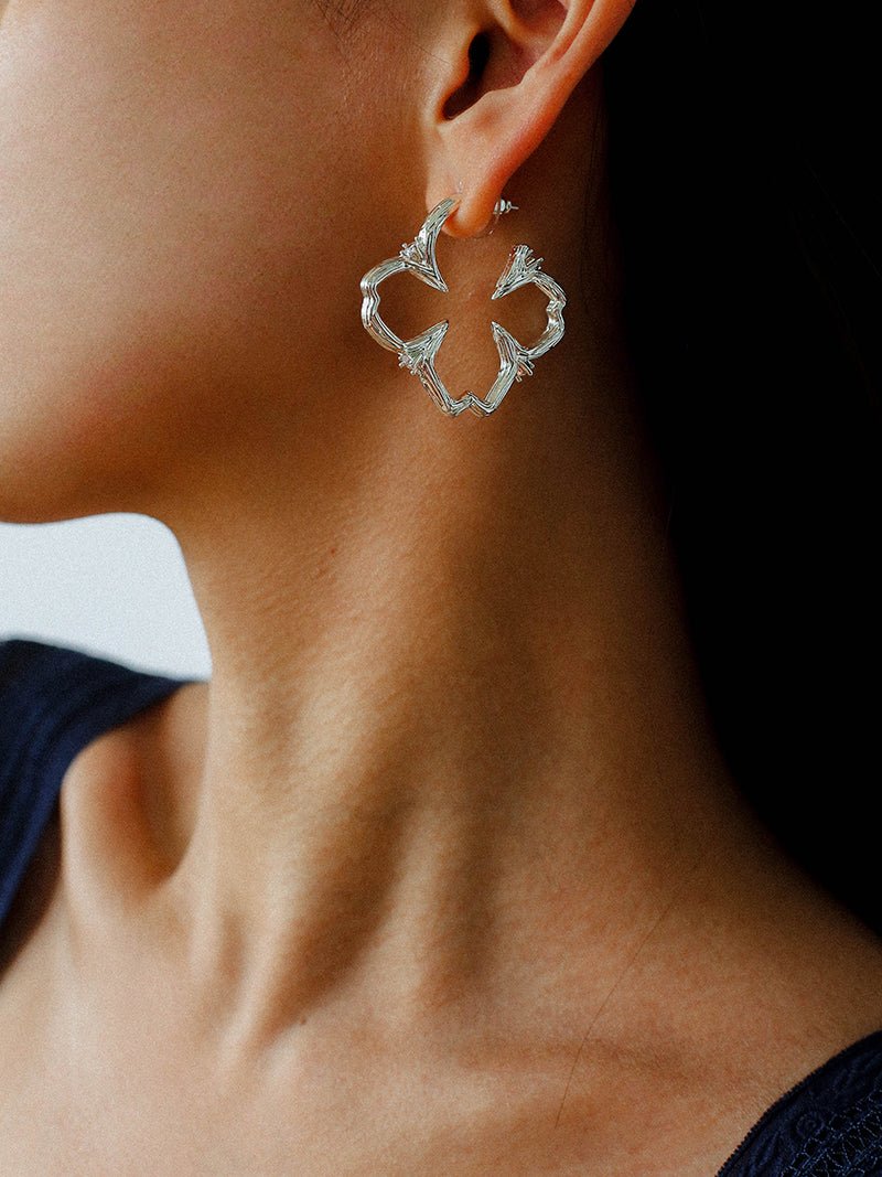 Petal Grove Textured Floral Earrings with CZ Accents - floysun