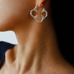 Petal Grove Textured Floral Earrings with CZ Accents - floysun