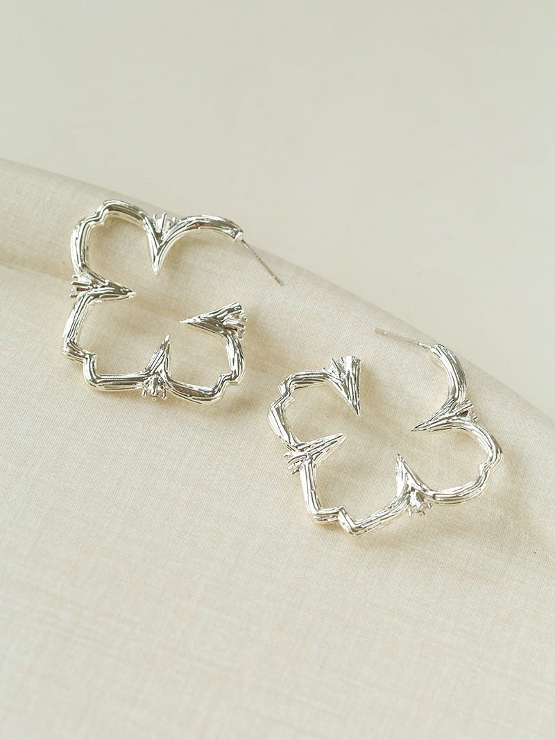 Petal Grove Textured Floral Earrings with CZ Accents - floysun
