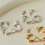 Petal Grove Textured Floral Earrings with CZ Accents - floysun