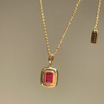 Petite Ruby Square Pendant Necklace - floysun