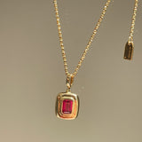 Petite Ruby Square Pendant Necklace - floysun