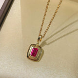 Petite Ruby Square Pendant Necklace - floysun