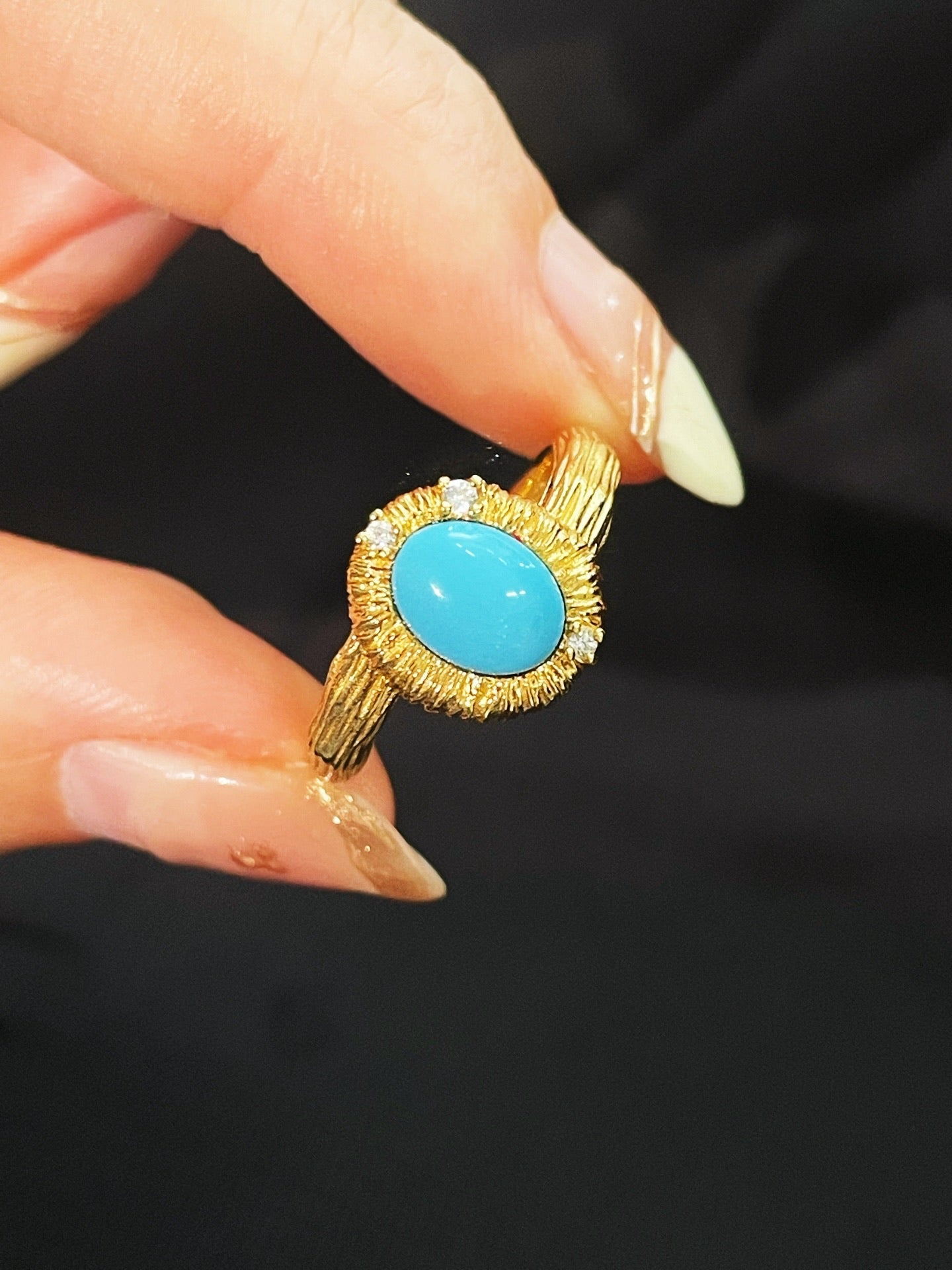Petite Turquoise Gold Filigree Statement Ring - floysun