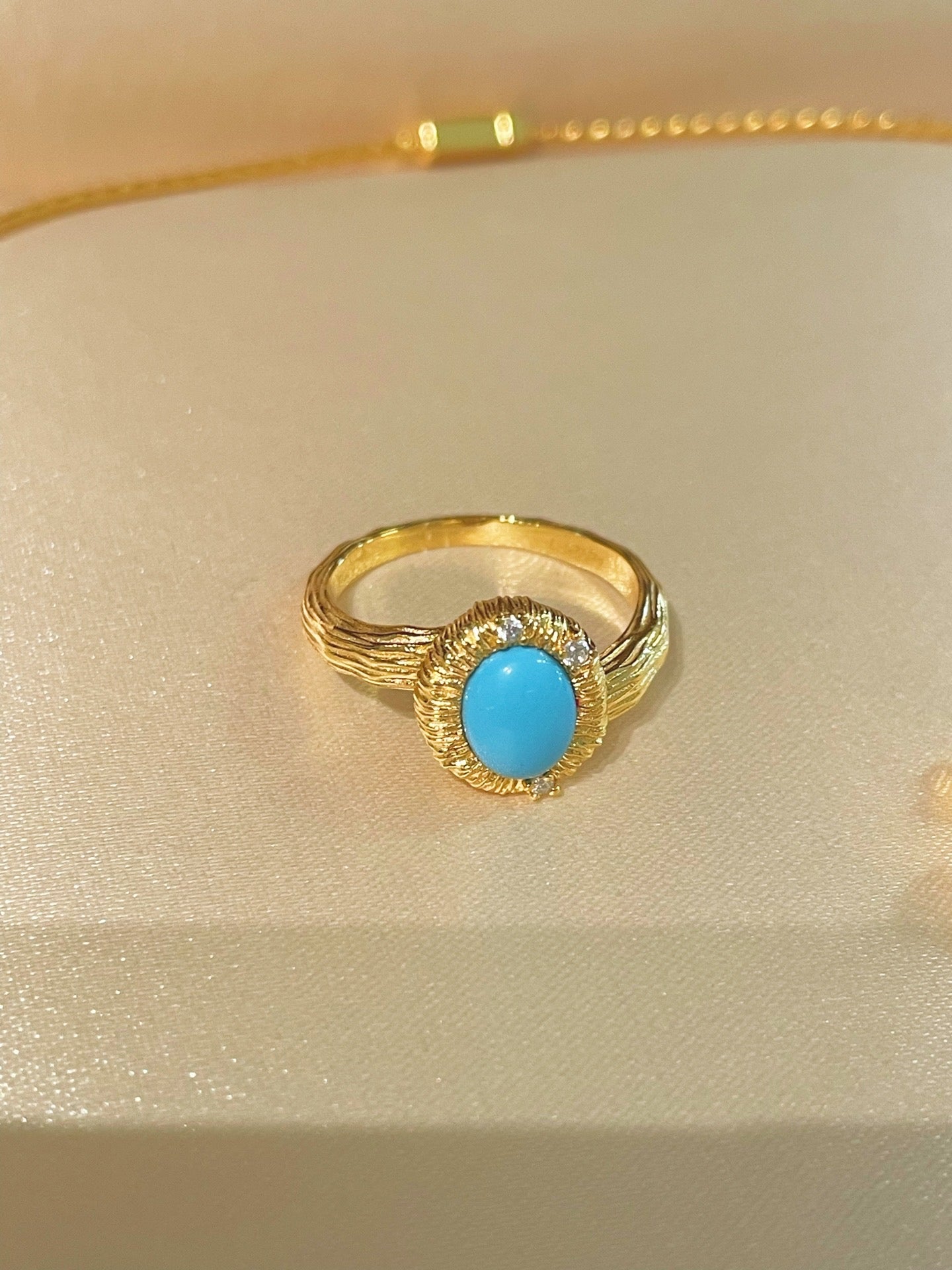 Petite Turquoise Gold Filigree Statement Ring - floysun