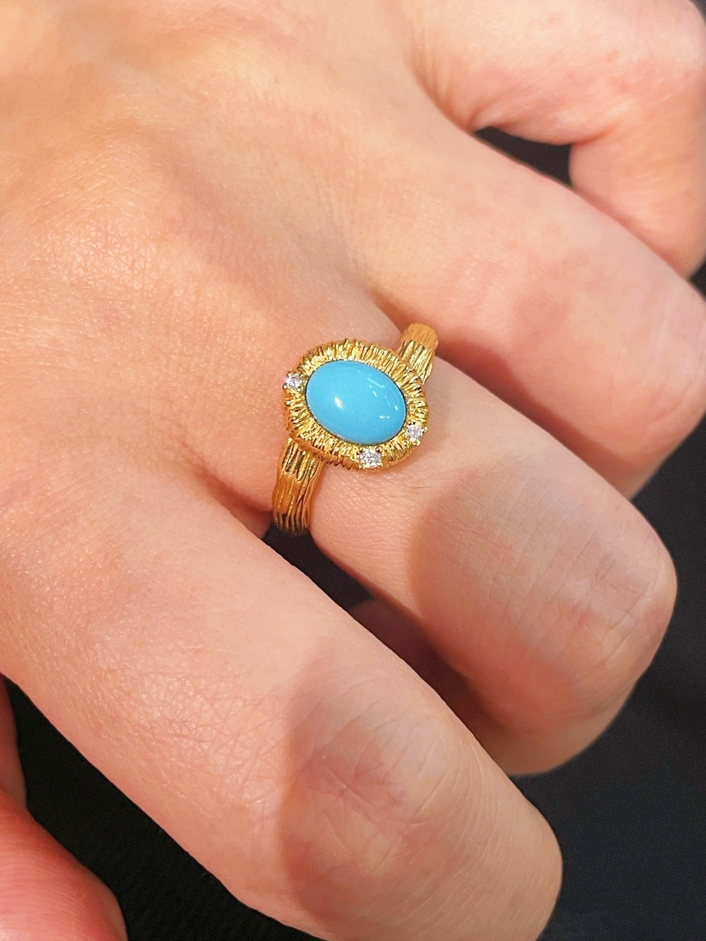 Petite Turquoise Gold Filigree Statement Ring - floysun