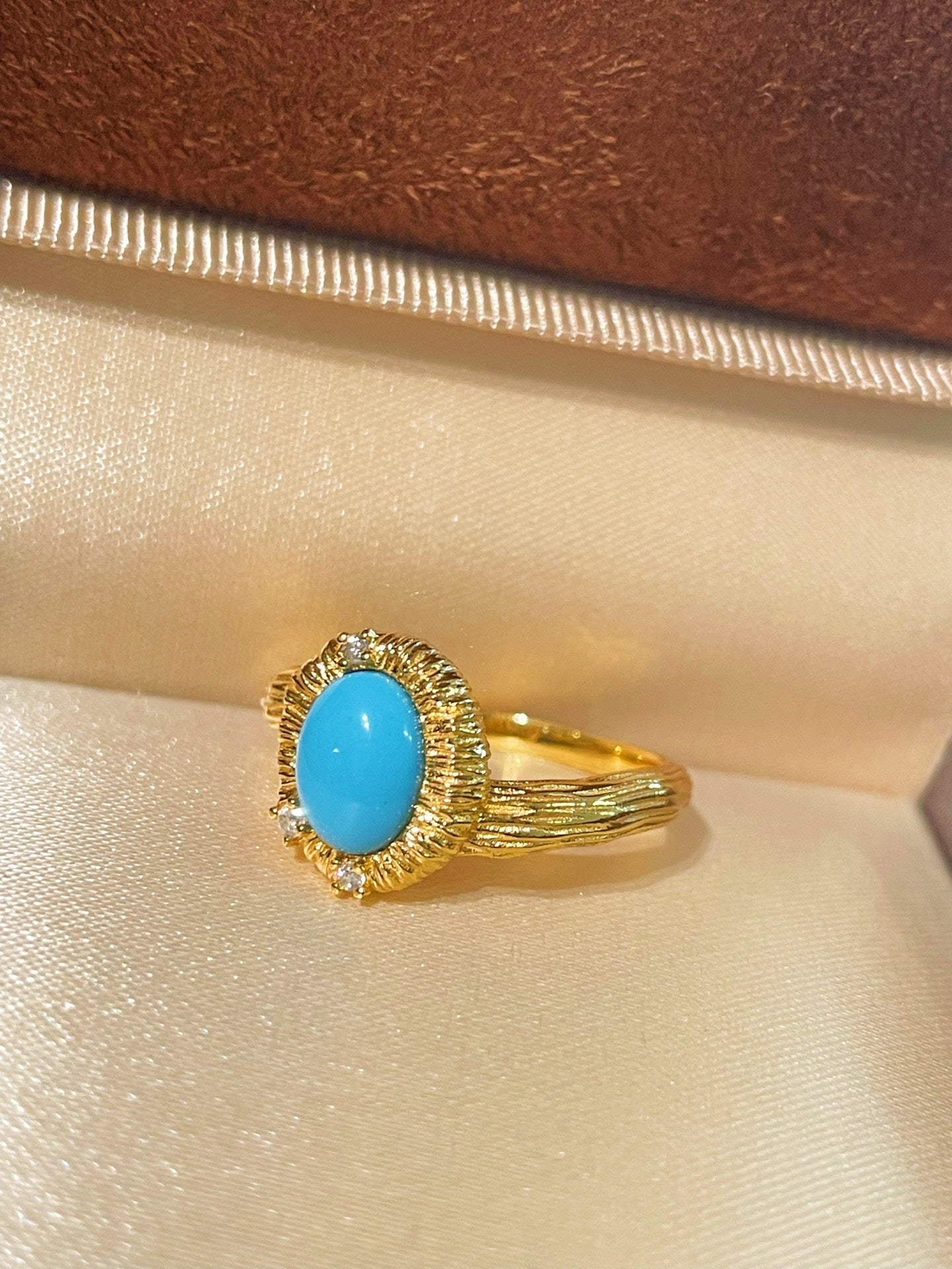 Petite Turquoise Gold Filigree Statement Ring - floysun