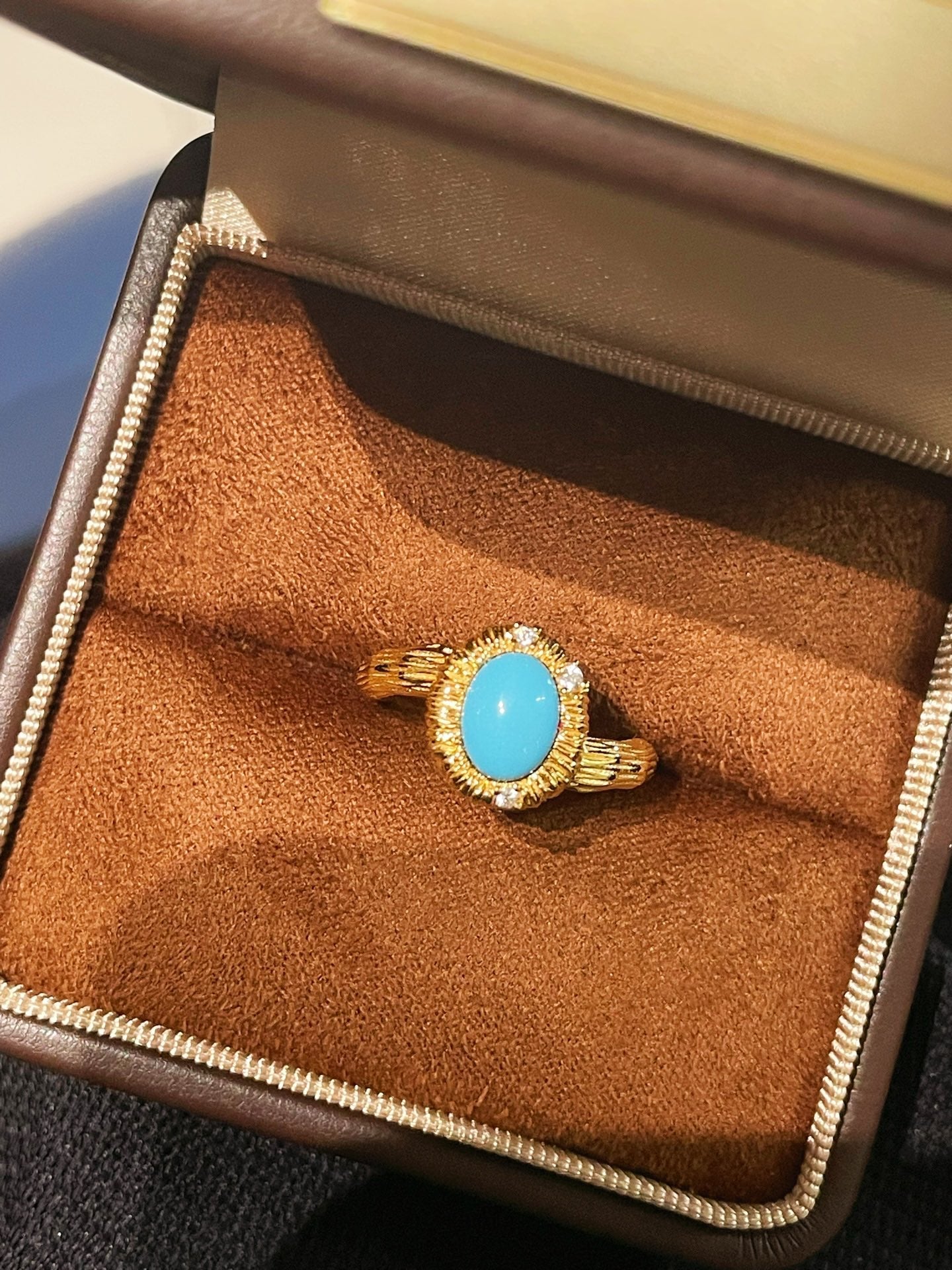 Petite Turquoise Gold Filigree Statement Ring - floysun
