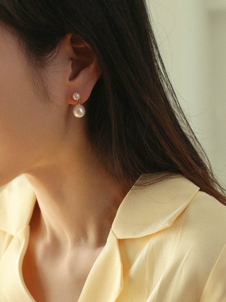 Petite Two Pearl Studs Earrings - floysun