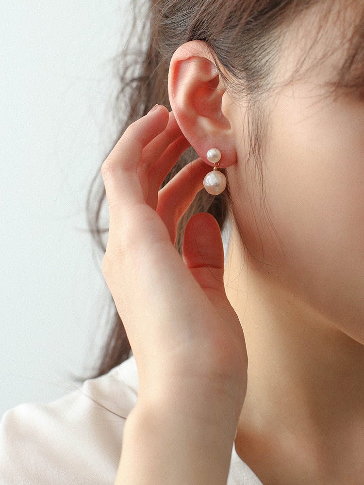 Petite Two Pearl Studs Earrings - floysun
