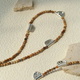Pictograph Stone Beaded Necklace – Picture Jasper with Totem Pendant - floysun