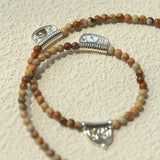 Pictograph Stone Beaded Necklace – Picture Jasper with Totem Pendant - floysun
